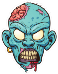 Gritting Zombie Head Sticker