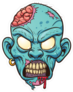 Gritting Zombie Head Sticker