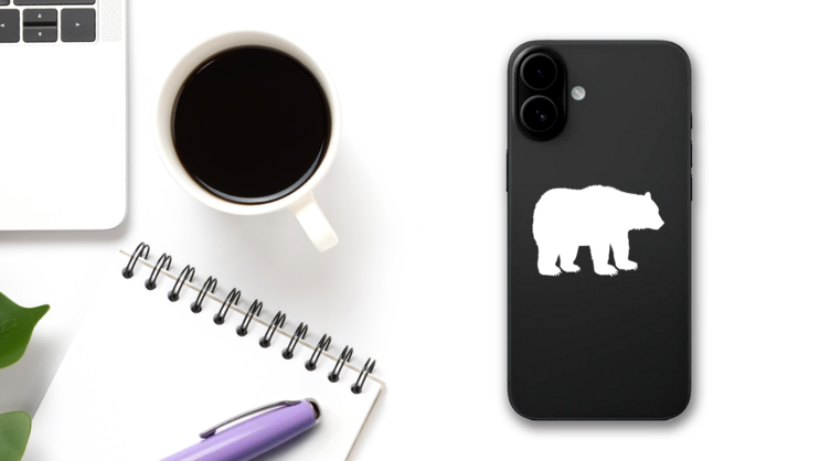 Grizzly Bear Sticker on a Phone (New) example