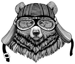 Grizzly Bear Wild Biker Animal Wearing Motorcycle Helmet Sticker
