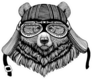 Grizzly Bear Wild Biker Animal Wearing Motorcycle Helmet Sticker