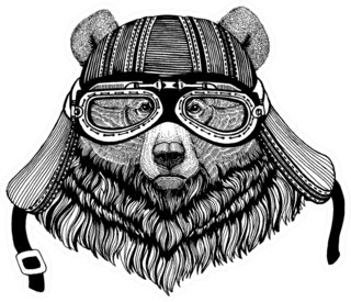 Grizzly Bear Wild Biker Animal Wearing Motorcycle Helmet Sticker