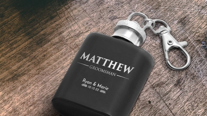 Groomsman Black Mini Keychain Flask