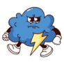 Groovy Angry Cloud Lightning Sticker