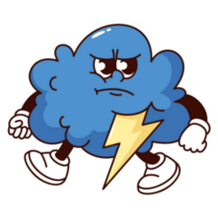 Groovy Angry Cloud Lightning Sticker