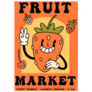 Groovy Bright Retro Fruit Poster Sticker