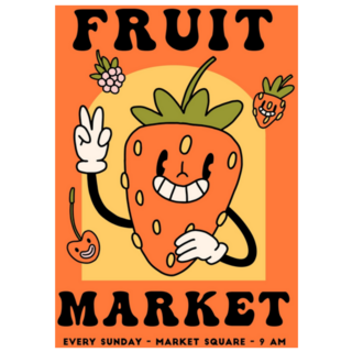 Groovy Bright Retro Fruit Poster Sticker