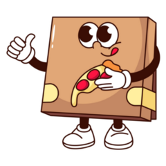 Groovy Cardboard Box Pizza Sticker