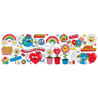 Groovy Cartoon Characters Sticker Sheet
