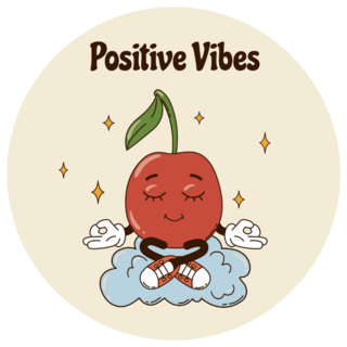 Groovy Cherry Positive Yoga Vibes Sticker