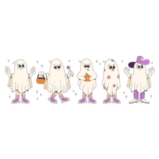 Groovy Country Halloween Ghost Characters Sticker 