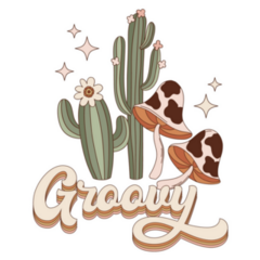 Groovy Cowgirl Cactus Mushrooms Sticker