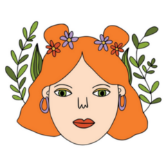 Groovy Cute 70s Girl Hippie Hair Sticker