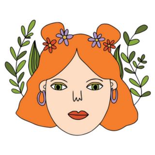 Groovy Cute 70s Girl Hippie Hair Sticker