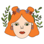 Groovy Cute 70s Girl Hippie Hair Sticker