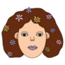 Groovy Cute 70s Girl With Flowers In Her Hair Sticker 