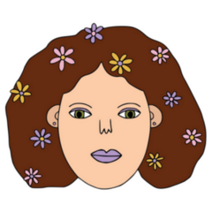 Groovy Cute 70s Girl With Flowers In Her Hair Sticker 