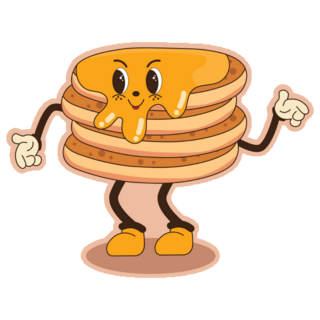 Groovy Fast Food Pancakes Cartoon Sticker 