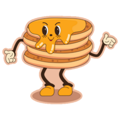 Groovy Fast Food Pancakes Cartoon Sticker 