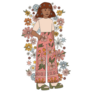 Groovy Girl Surrounded By Flowers 70s Sticker