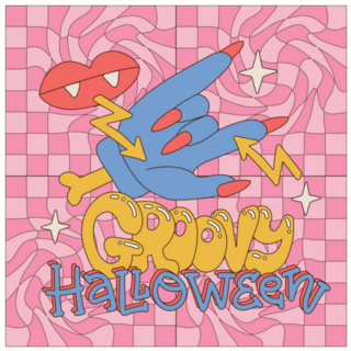 Groovy Halloween Greeting Card Sticker