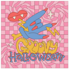 Groovy Halloween Greeting Card Sticker