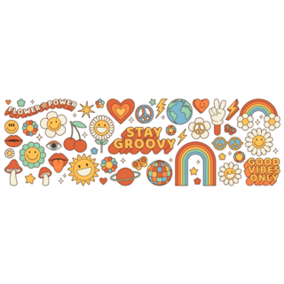 Groovy Hippie 70s Sticker Sheet
