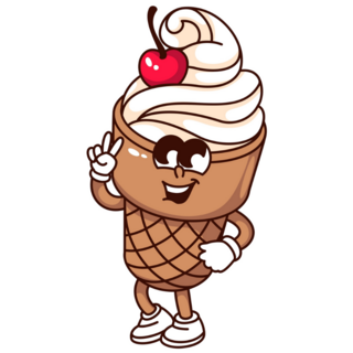 Groovy Ice Cream Cartoon Sticker