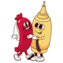 Groovy Sausage And Bottle Of Mustard Wedding Sticker