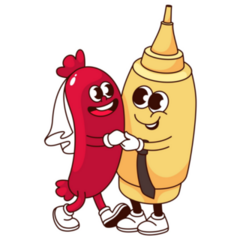 Groovy Sausage And Bottle Of Mustard Wedding Sticker