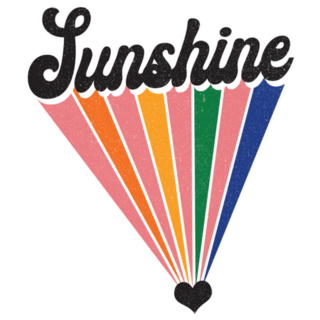 Groovy Themed Sunshine Slogan Rainbow Heart Sticker