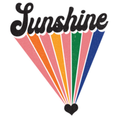 Groovy Themed Sunshine Slogan Rainbow Heart Sticker