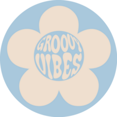 Groovy Vibes Blue 70s Slogan Flower Sticker
