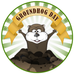 Groundhog Day Badge Sticker
