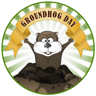 Groundhog Day Badge Sticker