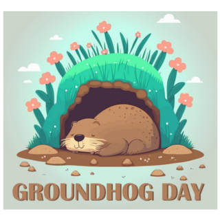 Groundhog Day Floral Poster Sticker