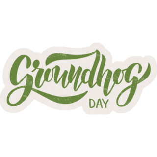 Groundhog Day Green Typography Sticker