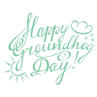 Groundhog Day Hand Drawn Green Lettering Sticker
