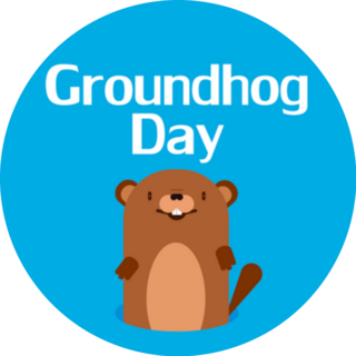 Groundhog Day On Bright Blue Sticker