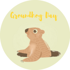 Groundhog Day Simple Art Sticker