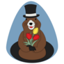 Groundhog In A Hat With A Bouquet Of Flowers Sticker