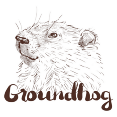 Groundhog Sketch And Lettering Sticker