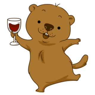 Groundhog With A Glass Of Wine Sticker