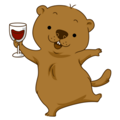 Groundhog With A Glass Of Wine Sticker