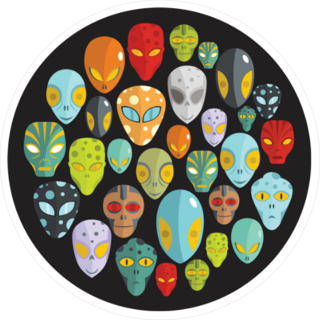 Group of Aliens Circle Sticker