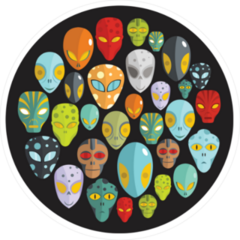 Group of Aliens Circle Sticker
