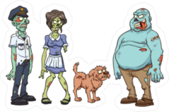 Group Of Cartoon Zombie Characters Sticker