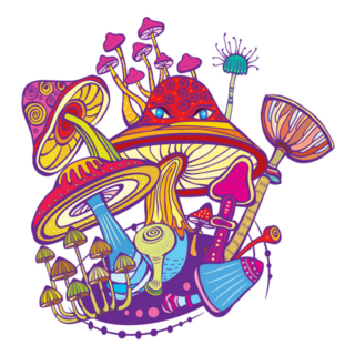 Group Of Decorative Mushrooms Illustration Sticker