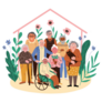 Group Of Elderly People Standing Together in Garden Sticker
