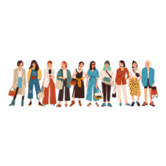 Group Of Fashionable Women Standing Together Sticker